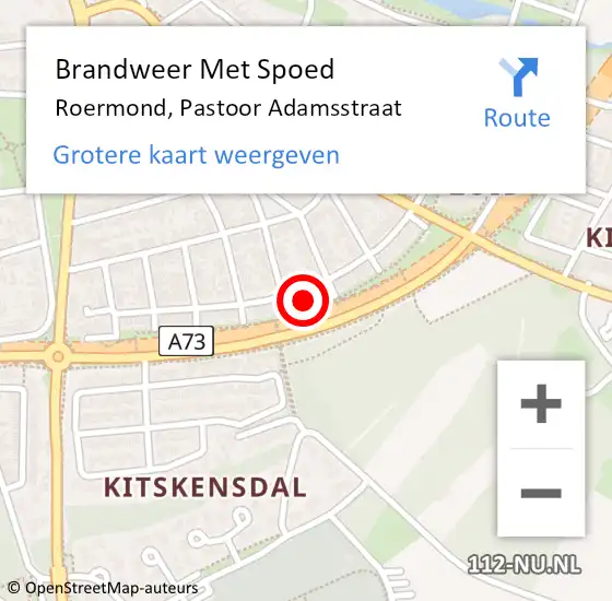 Locatie op kaart van de 112 melding: Brandweer Met Spoed Naar Roermond, Pastoor Adamsstraat op 25 november 2022 09:11