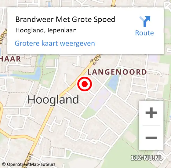 Locatie op kaart van de 112 melding: Brandweer Met Grote Spoed Naar Hoogland, Iepenlaan op 25 november 2022 09:14