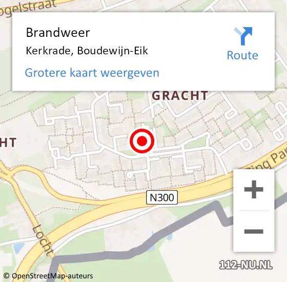 Locatie op kaart van de 112 melding: Brandweer Kerkrade, Boudewijn-Eik op 25 november 2022 09:15