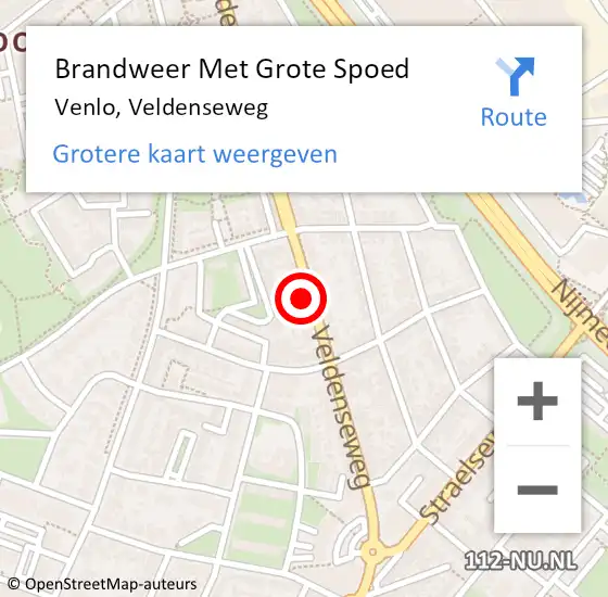 Locatie op kaart van de 112 melding: Brandweer Met Grote Spoed Naar Venlo, Veldenseweg op 25 november 2022 09:39