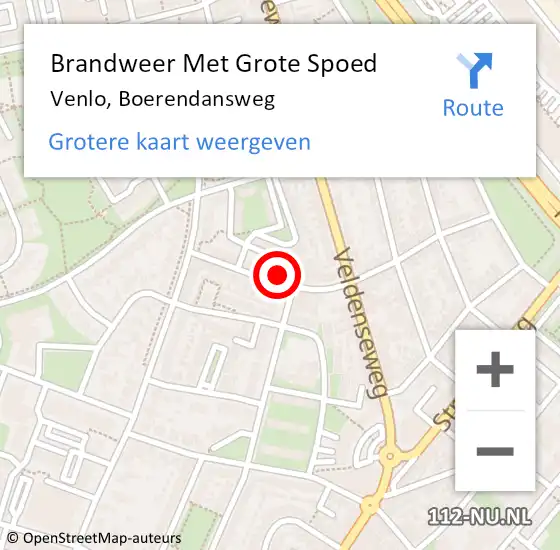 Locatie op kaart van de 112 melding: Brandweer Met Grote Spoed Naar Venlo, Boerendansweg op 25 november 2022 09:40