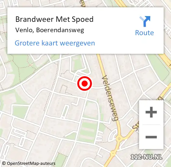 Locatie op kaart van de 112 melding: Brandweer Met Spoed Naar Venlo, Boerendansweg op 25 november 2022 09:42