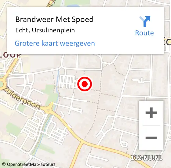 Locatie op kaart van de 112 melding: Brandweer Met Spoed Naar Echt, Ursulinenplein op 25 november 2022 09:44