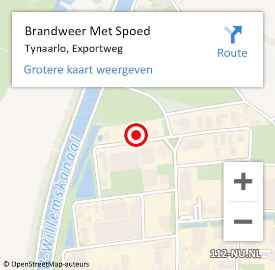 Locatie op kaart van de 112 melding: Brandweer Met Spoed Naar Tynaarlo, Exportweg op 25 november 2022 09:53
