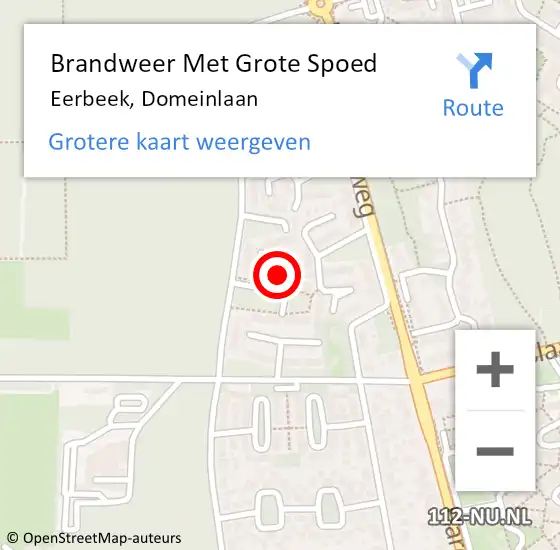 Locatie op kaart van de 112 melding: Brandweer Met Grote Spoed Naar Eerbeek, Domeinlaan op 25 november 2022 10:21