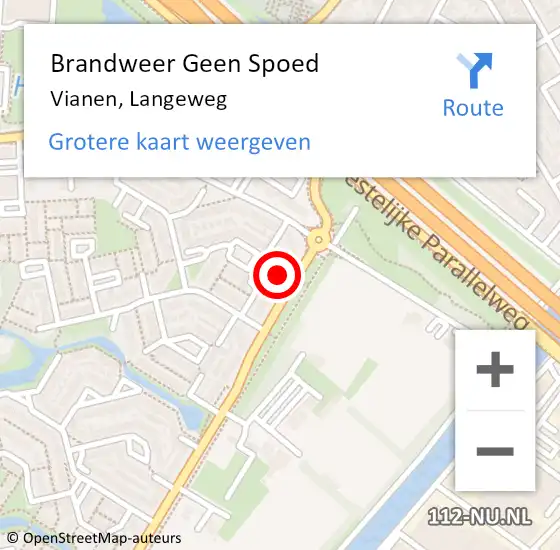 Locatie op kaart van de 112 melding: Brandweer Geen Spoed Naar Vianen, Langeweg op 25 november 2022 10:29