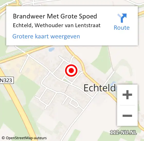 Locatie op kaart van de 112 melding: Brandweer Met Grote Spoed Naar Echteld, Wethouder van Lentstraat op 25 november 2022 10:46