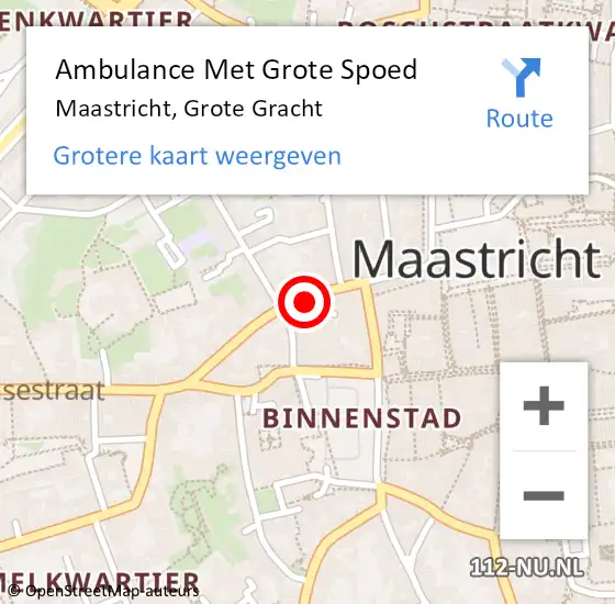 Locatie op kaart van de 112 melding: Ambulance Met Grote Spoed Naar Maastricht, Grote Gracht op 25 november 2022 10:49