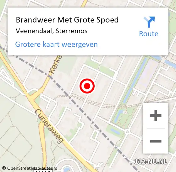 Locatie op kaart van de 112 melding: Brandweer Met Grote Spoed Naar Veenendaal, Sterremos op 25 november 2022 11:01