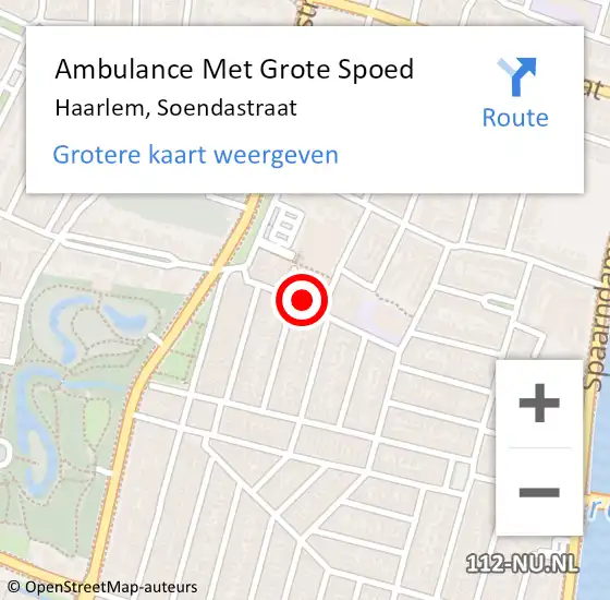 Locatie op kaart van de 112 melding: Ambulance Met Grote Spoed Naar Haarlem, Soendastraat op 25 november 2022 11:06