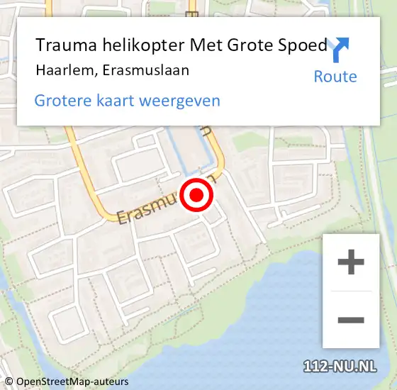 Locatie op kaart van de 112 melding: Trauma helikopter Met Grote Spoed Naar Haarlem, Erasmuslaan op 25 november 2022 11:22