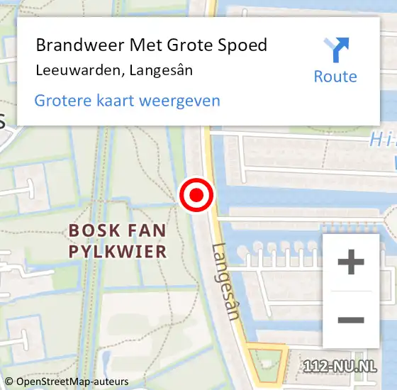 Locatie op kaart van de 112 melding: Brandweer Met Grote Spoed Naar Leeuwarden, Langesân op 25 november 2022 11:30