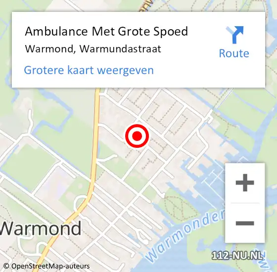 Locatie op kaart van de 112 melding: Ambulance Met Grote Spoed Naar Warmond, Warmundastraat op 25 november 2022 11:39