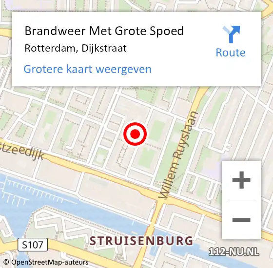 Locatie op kaart van de 112 melding: Brandweer Met Grote Spoed Naar Rotterdam, Dijkstraat op 25 november 2022 11:44