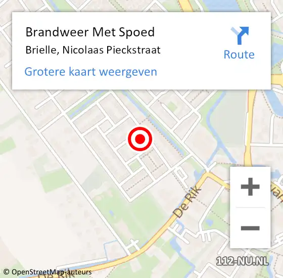 Locatie op kaart van de 112 melding: Brandweer Met Spoed Naar Brielle, Nicolaas Pieckstraat op 25 november 2022 11:50