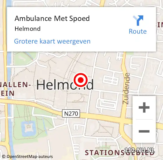 Locatie op kaart van de 112 melding: Ambulance Met Spoed Naar Helmond op 25 november 2022 11:57