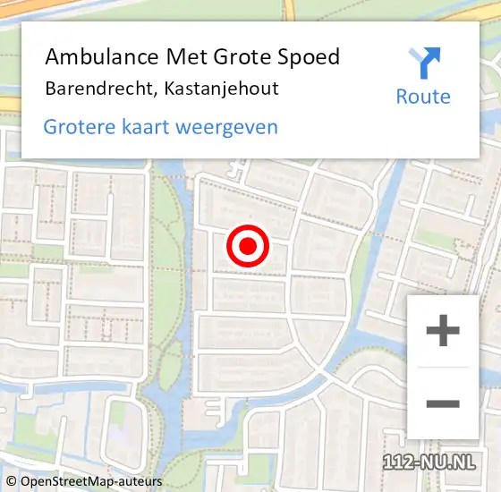 Locatie op kaart van de 112 melding: Ambulance Met Grote Spoed Naar Barendrecht, Kastanjehout op 25 november 2022 11:59