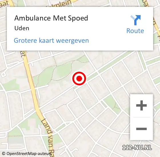 Locatie op kaart van de 112 melding: Ambulance Met Spoed Naar Uden op 25 november 2022 12:01