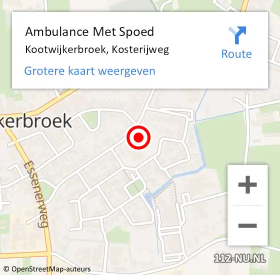 Locatie op kaart van de 112 melding: Ambulance Met Spoed Naar Kootwijkerbroek, Kosterijweg op 25 november 2022 12:20