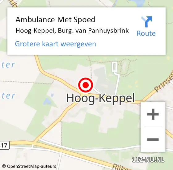 Locatie op kaart van de 112 melding: Ambulance Met Spoed Naar Hoog-Keppel, Burg. van Panhuysbrink op 25 november 2022 12:22