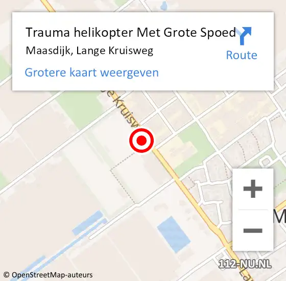 Locatie op kaart van de 112 melding: Trauma helikopter Met Grote Spoed Naar Maasdijk, Lange Kruisweg op 25 november 2022 12:26