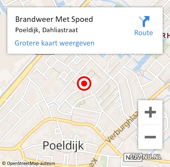 Locatie op kaart van de 112 melding: Brandweer Met Spoed Naar Poeldijk, Dahliastraat op 25 november 2022 12:38