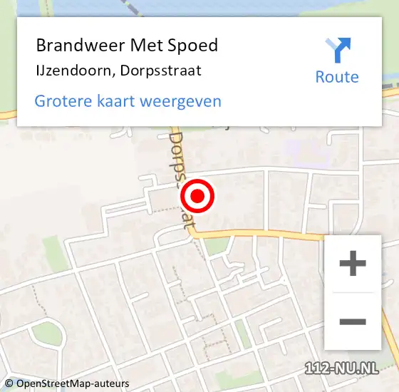 Locatie op kaart van de 112 melding: Brandweer Met Spoed Naar IJzendoorn, Dorpsstraat op 25 november 2022 12:41