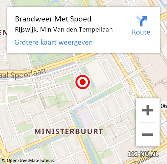 Locatie op kaart van de 112 melding: Brandweer Met Spoed Naar Rijswijk, Min Van den Tempellaan op 25 november 2022 12:47