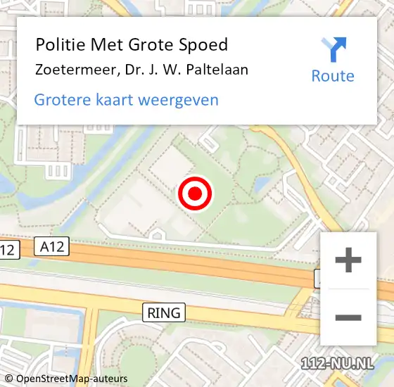 Locatie op kaart van de 112 melding: Politie Met Grote Spoed Naar Zoetermeer, Dr. J. W. Paltelaan op 25 november 2022 12:50