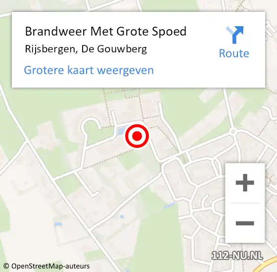 Locatie op kaart van de 112 melding: Brandweer Met Grote Spoed Naar Rijsbergen, De Gouwberg op 25 november 2022 12:51