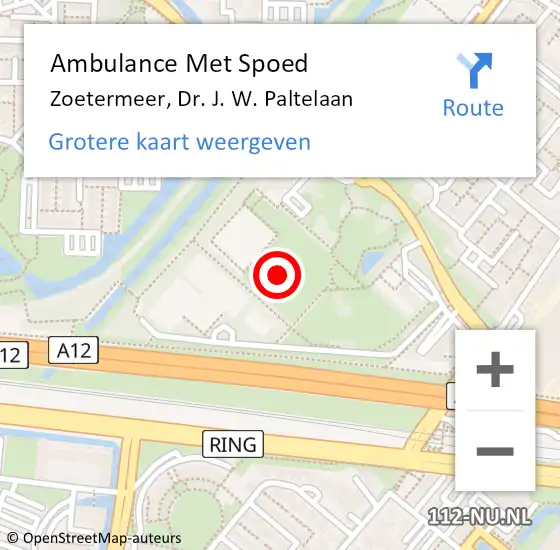 Locatie op kaart van de 112 melding: Ambulance Met Spoed Naar Zoetermeer, Dr. J. W. Paltelaan op 25 november 2022 12:52