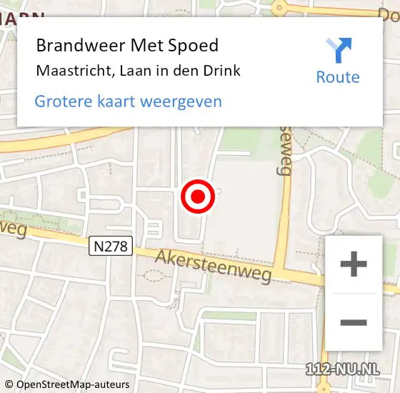 Locatie op kaart van de 112 melding: Brandweer Met Spoed Naar Maastricht, Laan in den Drink op 25 november 2022 12:54