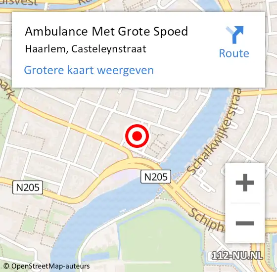 Locatie op kaart van de 112 melding: Ambulance Met Grote Spoed Naar Haarlem, Casteleynstraat op 25 november 2022 13:29