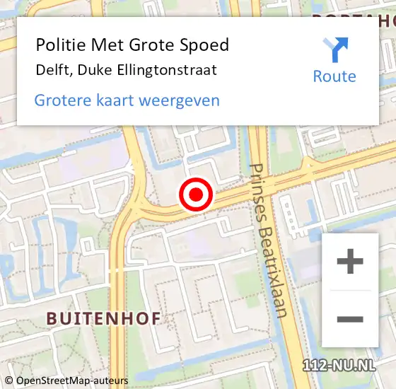 Locatie op kaart van de 112 melding: Politie Met Grote Spoed Naar Delft, Duke Ellingtonstraat op 25 november 2022 13:51