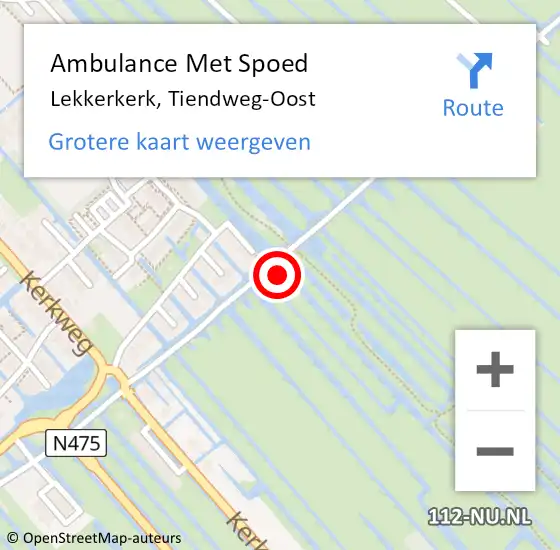 Locatie op kaart van de 112 melding: Ambulance Met Spoed Naar Lekkerkerk, Tiendweg-Oost op 25 november 2022 13:56