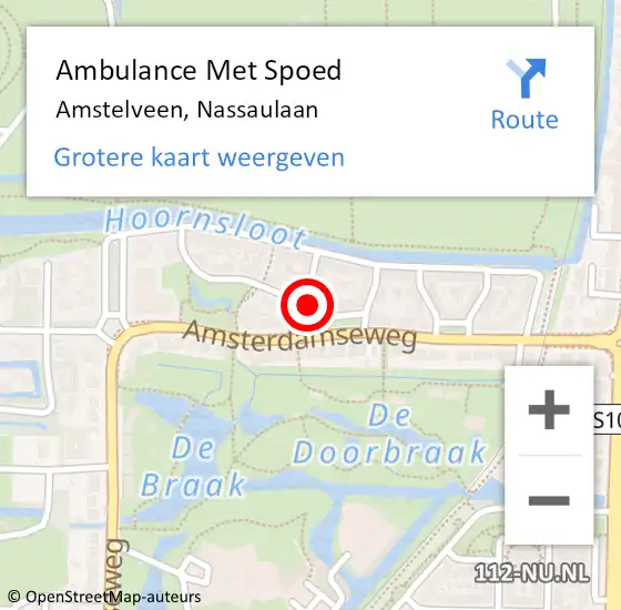 Locatie op kaart van de 112 melding: Ambulance Met Spoed Naar Amstelveen, Nassaulaan op 25 november 2022 14:09