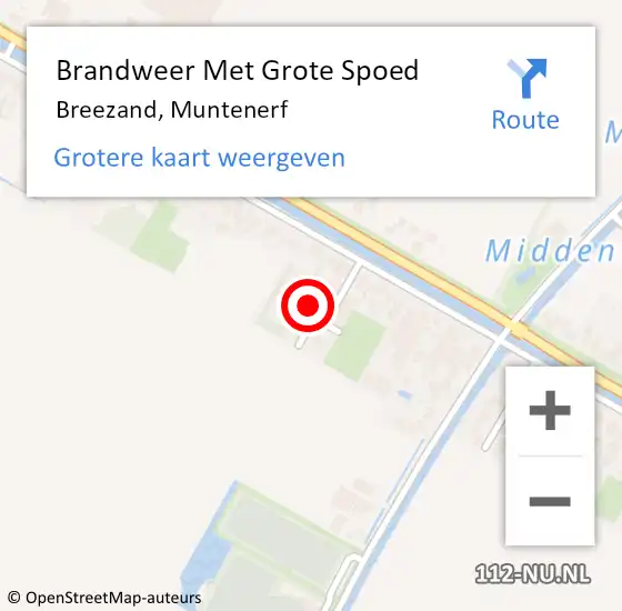 Locatie op kaart van de 112 melding: Brandweer Met Grote Spoed Naar Breezand, Muntenerf op 25 november 2022 14:12