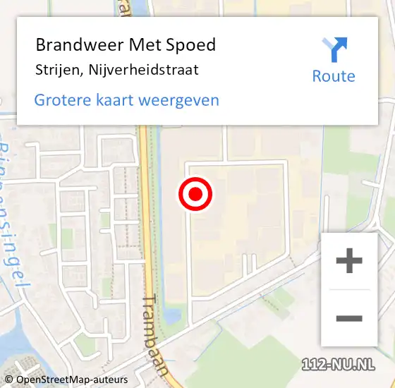 Locatie op kaart van de 112 melding: Brandweer Met Spoed Naar Strijen, Nijverheidstraat op 25 november 2022 14:23