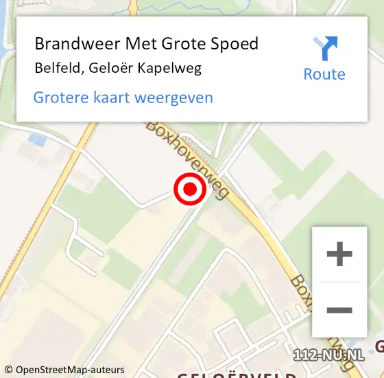 Locatie op kaart van de 112 melding: Brandweer Met Grote Spoed Naar Belfeld, Geloër Kapelweg op 25 november 2022 14:33