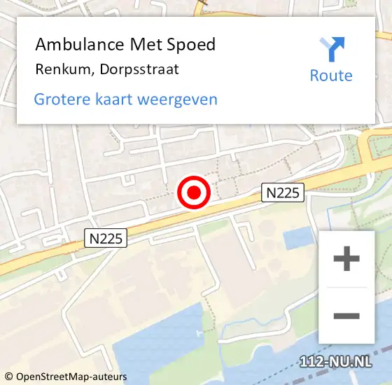 Locatie op kaart van de 112 melding: Ambulance Met Spoed Naar Renkum, Dorpsstraat op 25 november 2022 15:02