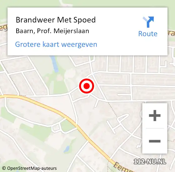 Locatie op kaart van de 112 melding: Brandweer Met Spoed Naar Baarn, Prof. Meijerslaan op 25 november 2022 15:08