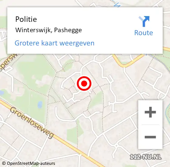 Locatie op kaart van de 112 melding: Politie Winterswijk, Pashegge op 25 november 2022 15:46