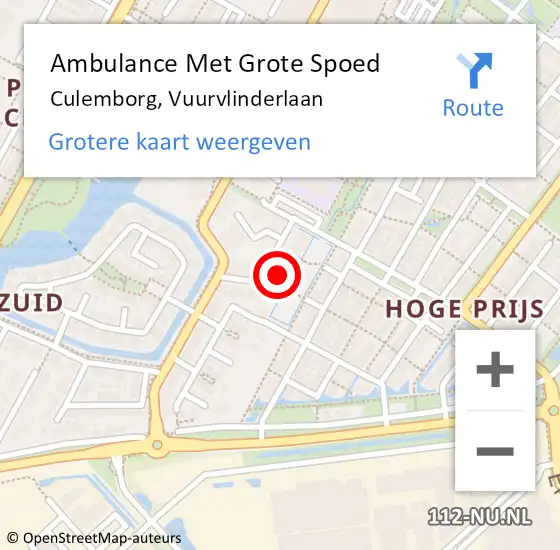 Locatie op kaart van de 112 melding: Ambulance Met Grote Spoed Naar Culemborg, Vuurvlinderlaan op 25 november 2022 16:01