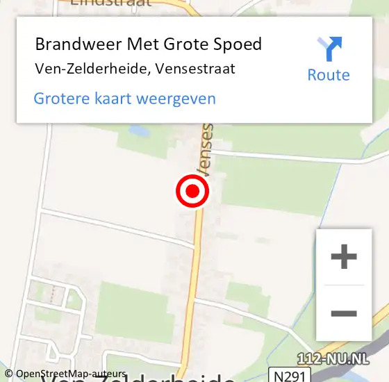 Locatie op kaart van de 112 melding: Brandweer Met Grote Spoed Naar Ven-Zelderheide, Vensestraat op 25 november 2022 16:28