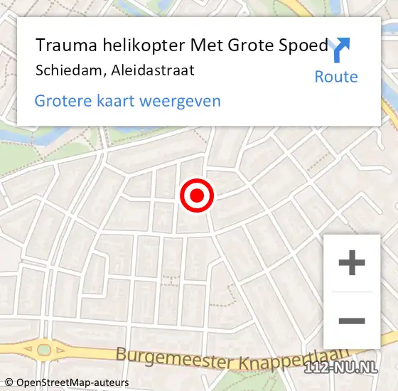 Locatie op kaart van de 112 melding: Trauma helikopter Met Grote Spoed Naar Schiedam, Aleidastraat op 25 november 2022 16:41