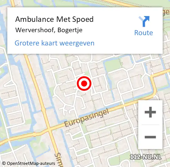 Locatie op kaart van de 112 melding: Ambulance Met Spoed Naar Wervershoof, Bogertje op 25 november 2022 16:57