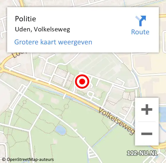Locatie op kaart van de 112 melding: Politie Uden, Volkelseweg op 25 november 2022 16:58