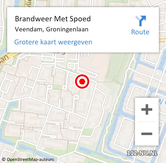 Locatie op kaart van de 112 melding: Brandweer Met Spoed Naar Veendam, Groningenlaan op 25 november 2022 16:59