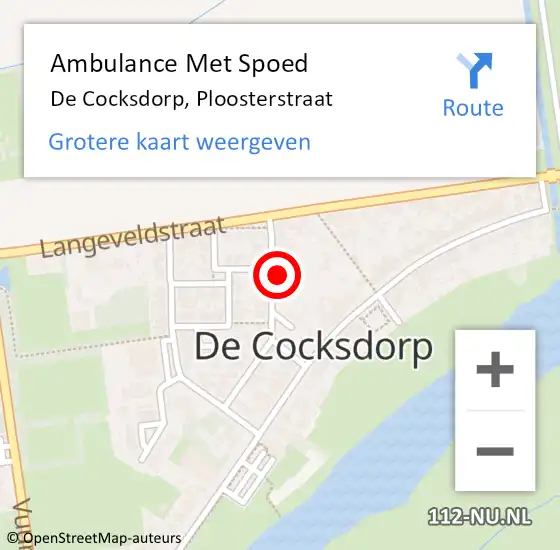 Locatie op kaart van de 112 melding: Ambulance Met Spoed Naar De Cocksdorp, Ploosterstraat op 25 november 2022 17:01