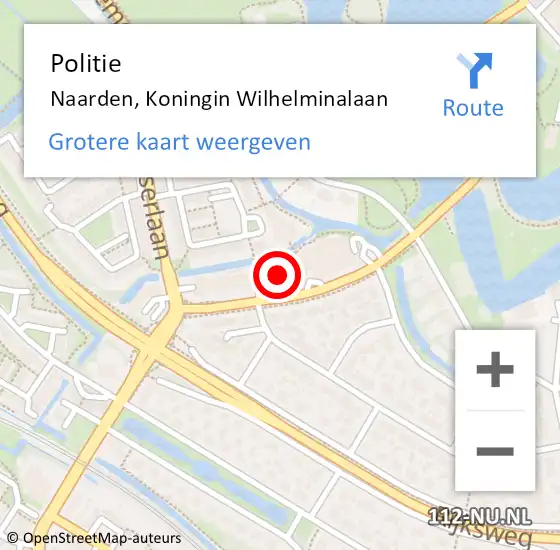 Locatie op kaart van de 112 melding: Politie Naarden, Koningin Wilhelminalaan op 25 november 2022 17:05